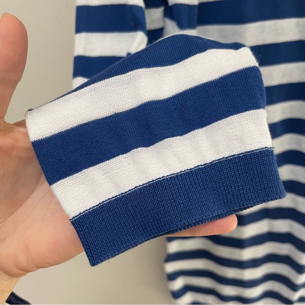 LOFT Blue/White Stripe Light Sweater - Picture 3 of 7